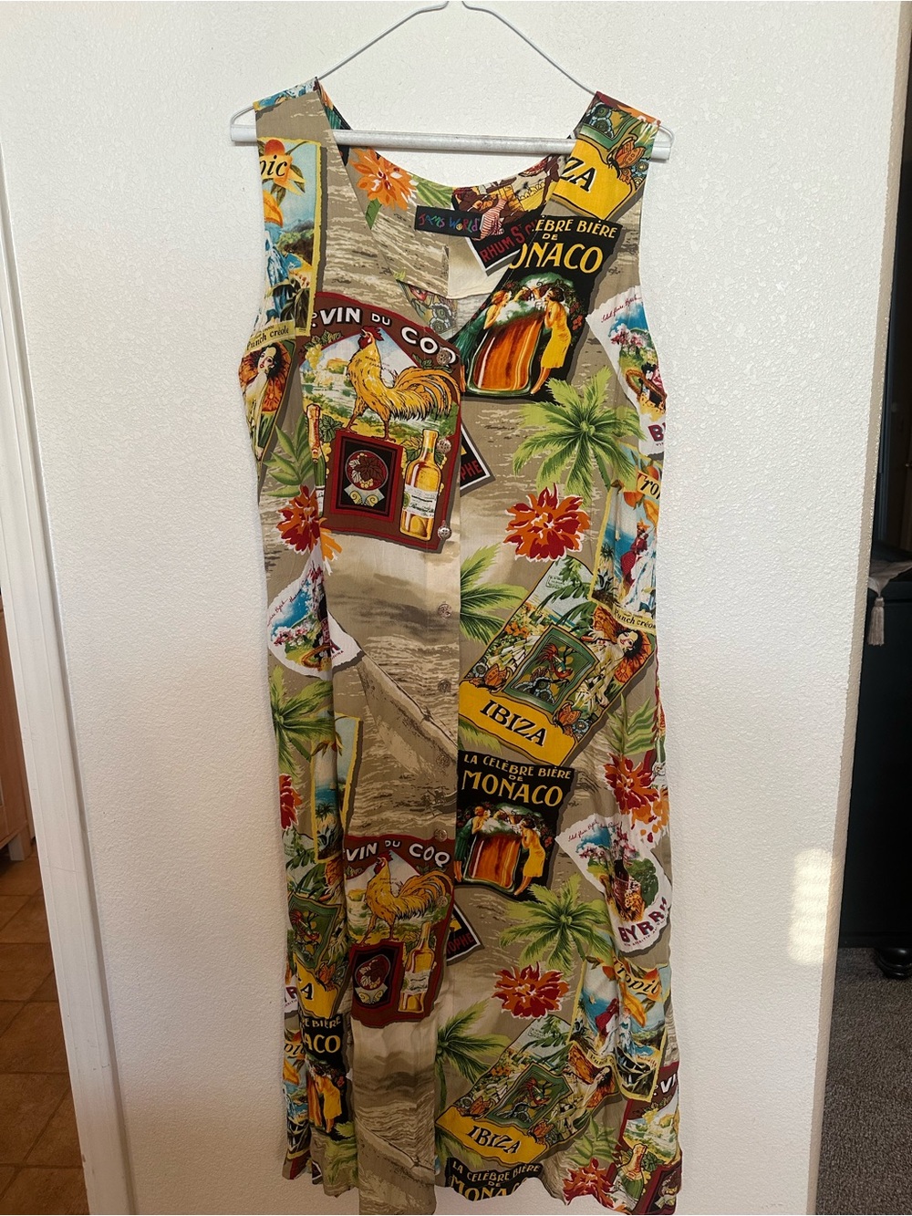 Jams World Tropical Poster Print Midi Dress with Rooster